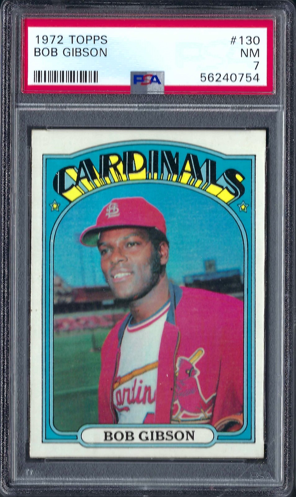 1972 Topps #130 Bob Gibson St Louis Cardinals PSA 7 NM HOF