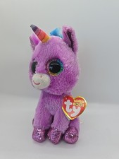 NWT TY Beanie Boos Unicorn Rosetta Plush Purple Rainbow Horn Sparkle Eyes BCBTY 
