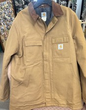 Carhartt Canvas Quilt Lined Coat Size 44 RN 14806 C04 Brown Jacket Inside Pocket