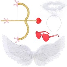 Coume Cupid Costume Set - Wings, Bow, Headband, Glasses - Valentines/Cosplay Kid