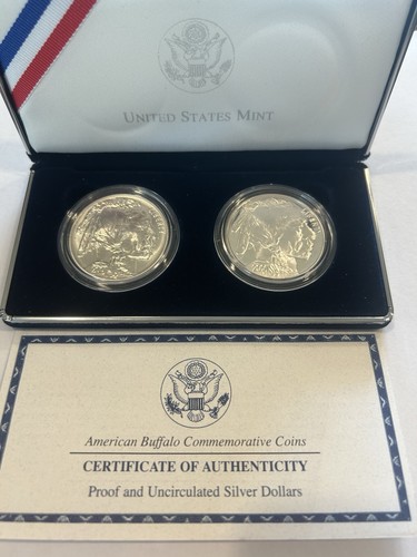 2001 American Buffalo Commemorative Coins Proof and Uncirculated Silver Dollars - Picture 1 of 7