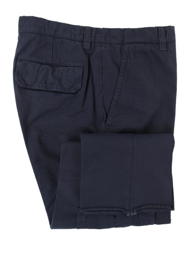 Brunello Cucinelli Navy Blue Solid Cotton Pants - Slim - 40/56 - (BC312241) - Picture 1 of 4