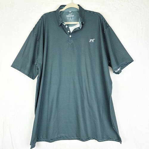 Fieldstone Signature Performance Polo Size 4XL Navy Slate Stripe Stretch Wicking
