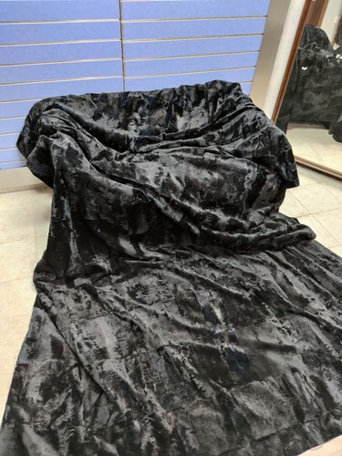 Luxury Black Astrakhan Skin Fur Throw Real Lamb Fur Bedspread King Size - Picture 3 of 6