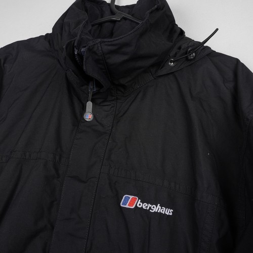 Berghaus Jacket Mens Medium Black AQ2 Waterproof Hooded Lined Rain Coat B61 - Picture 5 of 13