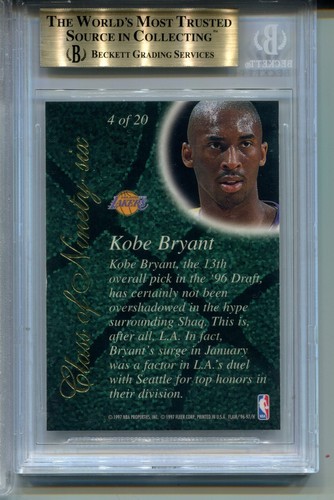 1996 Flair Showcase Kobe Bryant Rookie Card BGS 9.5 Gem Mint Class of Ninety Six - Picture 6 of 6