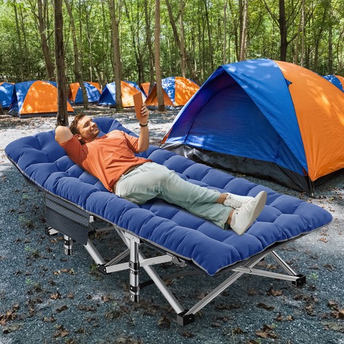 SLSY Extra-Wide Folding Camping Cot, Quiet Sleeping Cot With Side Pocket XXL - Picture 15 of 55