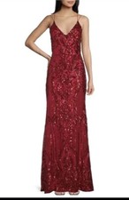 B. Darlin Women's Red Dress Size 3/4 Prom Floor Length Sequins Dance Glamorous