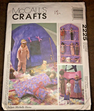 VTG `90 McCall's 2225 Barbie 11.5 Fashion Doll Organizers Tent Sleeping Bag Pets