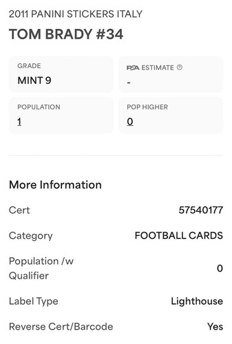 2011 PANINI TOM BRADY *RARE* 1/1 ITALY PSA 9 (HIGHEST GRADED) *SUPER TOUGH* - Bild 7 von 7