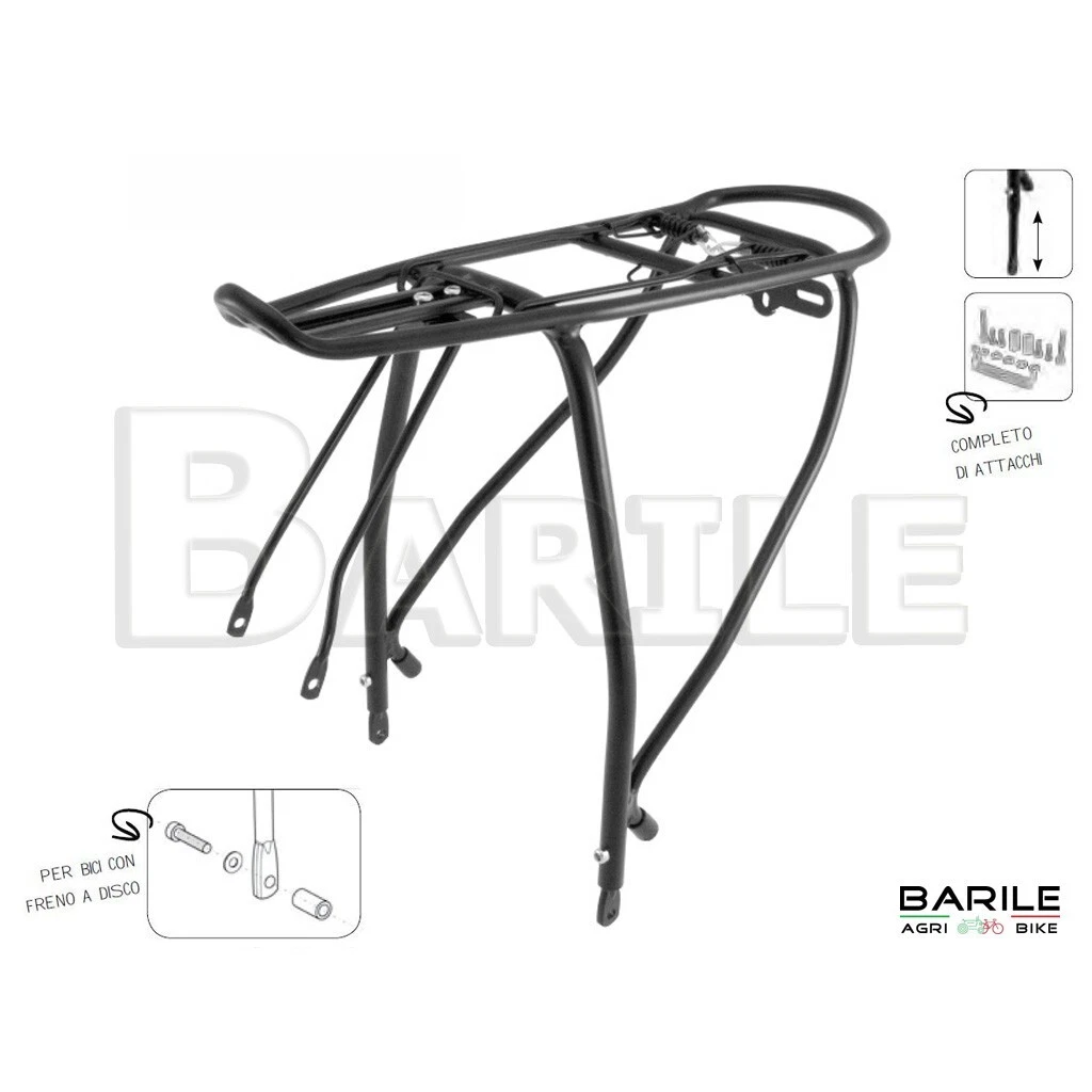 Portapacchi Bici In Alluminio GOTOTOP 33,3x11,7 Cm - Carico Max 10 Kg Per MTB E Strada