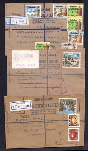 RHODESIA ZIMBABWE 1970-91 BULAWAYO 14 DIFFERENT REGISTERED LABELS ON COVERS T257 - Picture 16 of 24
