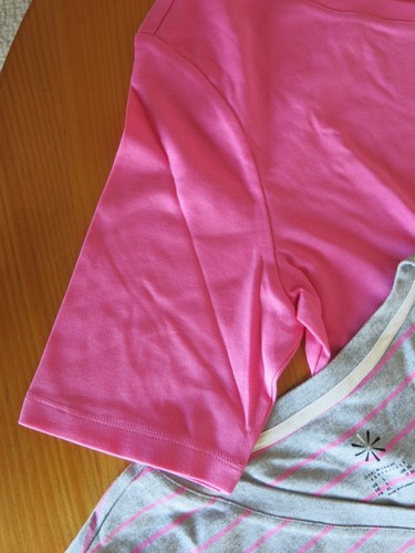 New IsaacMizrahi LIVE Essentials Set of 2 V Neck Tops/Sz L/Pink &Gray/Curved Hem - Picture 7 of 11