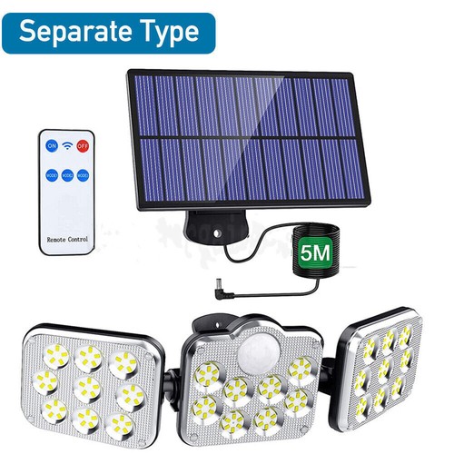 138 LED 3 Head Solar Motion Sensor Light Outdoor Garden Wall Security Flood Lamp - Picture 10 of 10