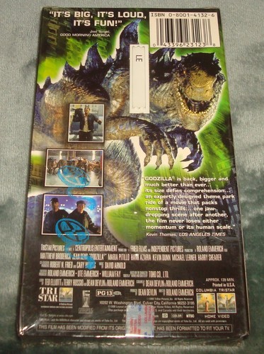 SEALED GODZILLA 1998 VHS TAPE CASSETTE MATTHEW BRODERICK MONSTER SCI FI MOVIE - Picture 2 of 6