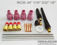 20 pcs TIG Welding Torch Stubby Gas Lens Kit WP-17/18/26 Series WC20 35mm Nozzle