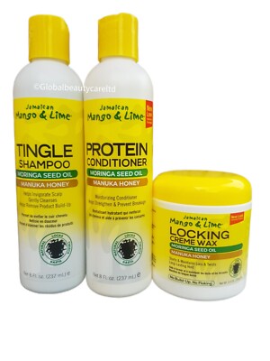 Jamaikanisches Mango & Limette Kribbeln Shampoo & Conditioner, Cremewachs - Moringa Samenöl