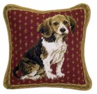 Beagle Dog Needlepoint Pillow 10"x10" NWT