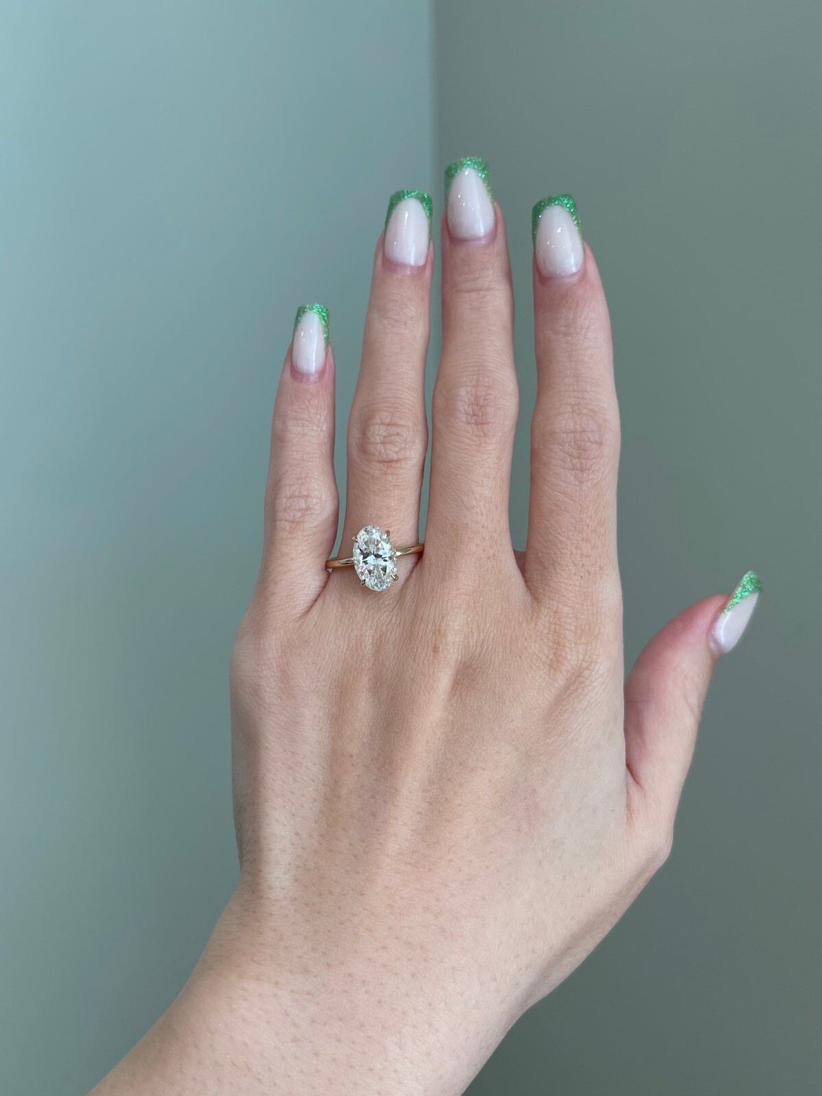 3.5ct Oval Crushed Moissanite Silver Engagement Ring for Her