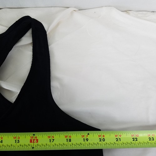 Camisa antigua azul marino para mujer grande negra lisa camiseta sin mangas en capas cuello redondo blusa - Imagen 7 de 9