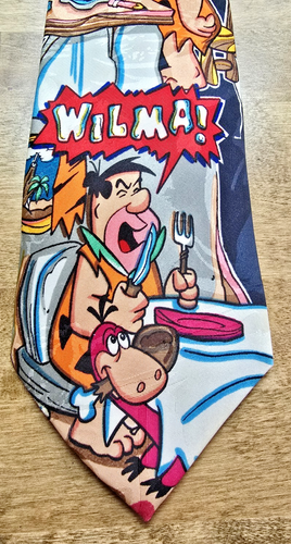 Hanna-Barbera Fred Flintstone "WILMA!" Necktie The Flintstones Cartoon Tie -1993 - Picture 2 of 5