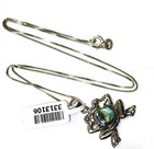 925 sterling silver Frog abalone gemstone pendant necklace 5.4g 18" unique — photo 1