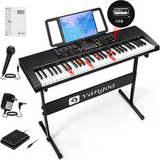 61 Key Keyboard Piano, Light-Up Electric Piano Keyboard Kit with 600 Voices, 400