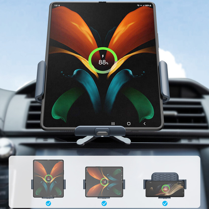 Car Holder 15W Mount Holder For Samsung Z Fold 4 5 3 S23 Google iPhone HUAWEI - Picture 3 of 9