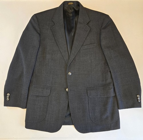 Stafford Silver Button Blazer 40R Charcoal Gray Wool Poly Sport Coat Jacket - Picture 13 of 22