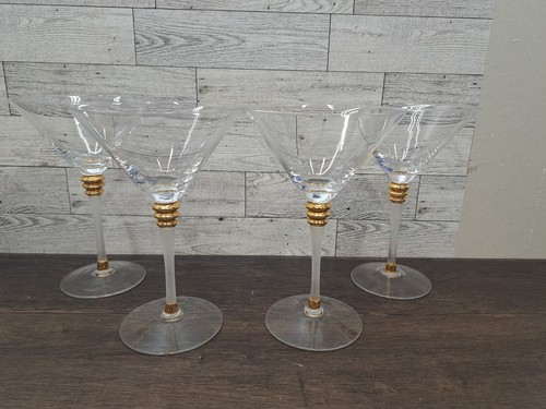 4 breiter Rand mattierter Stiel Gold 3 Ring Akzent Martini Glas 71/4" - Bild 20 von 20