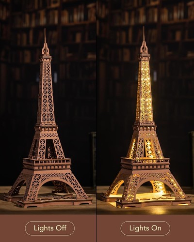 Rolife Eiffelturm 3D-Holzpuzzle DIY-Modellbausatz mit LED-Heimdekoration - Bild 10 von 10
