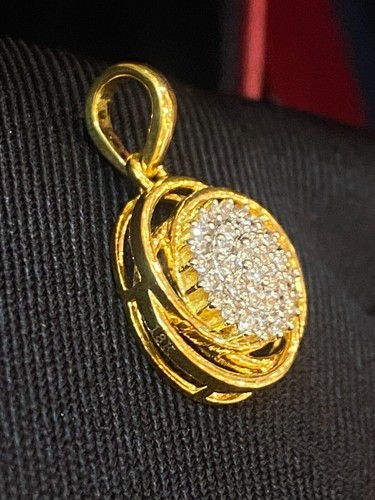 0.38 Cts Round Brilliant Cut Natural Diamonds Intertwined Pendant In 18K Gold - Picture 11 of 12