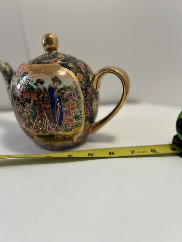 Satsuma Vintage Hand Painted Japanese Lustre Glaze Seven Piece Tea Set - Picture 15 of 16