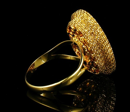 DESIGNER SIGNED FINE PRECIOUS NATURAL IMPERIAL TOPAZ SOLID 18K GOLD CLUSTER RING - Picture 6 of 11
