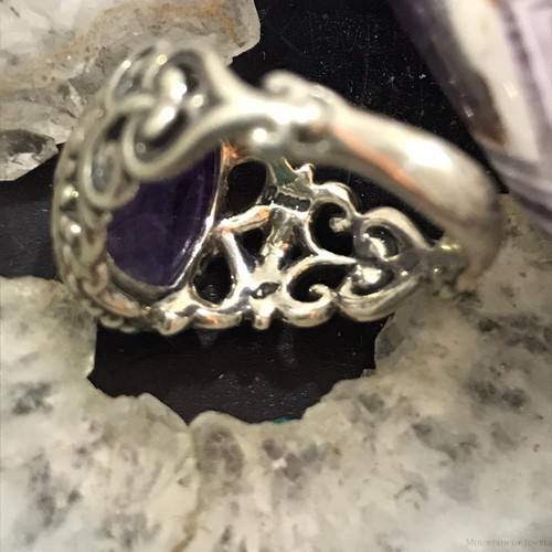 Carolyn Pollack Sterling Silver Oval Amethyst Dome Ring Size 8.25 For Women - Picture 7 of 10