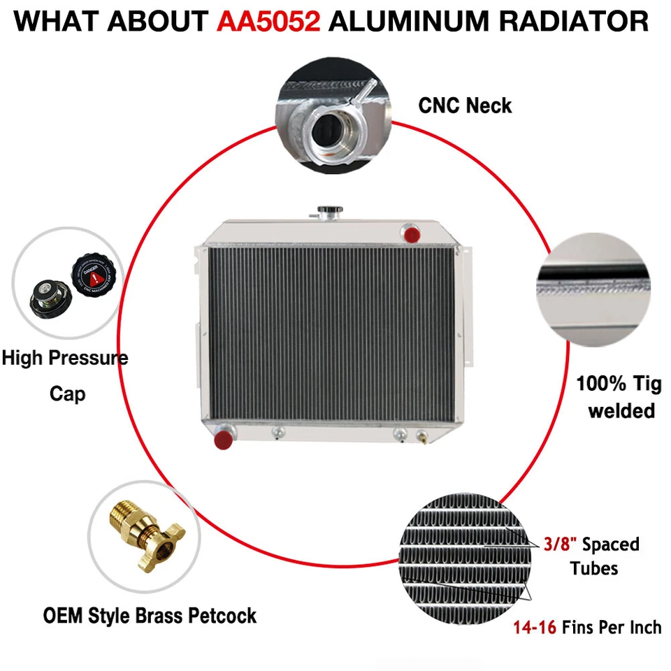 4 ROWS RADIATOR FIT 1966-1970,1968 CHRYSLER IMPERIAL DODGE POLARA/PLYMOUTH FURY Foto 2 de 4