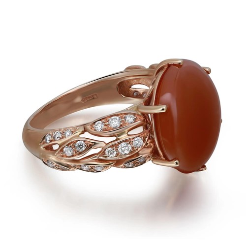 Luca Carati Red Agate Diamond Ring 18K Rose Gold 0.34Cttw Size 7.5 - Picture 3 of 9