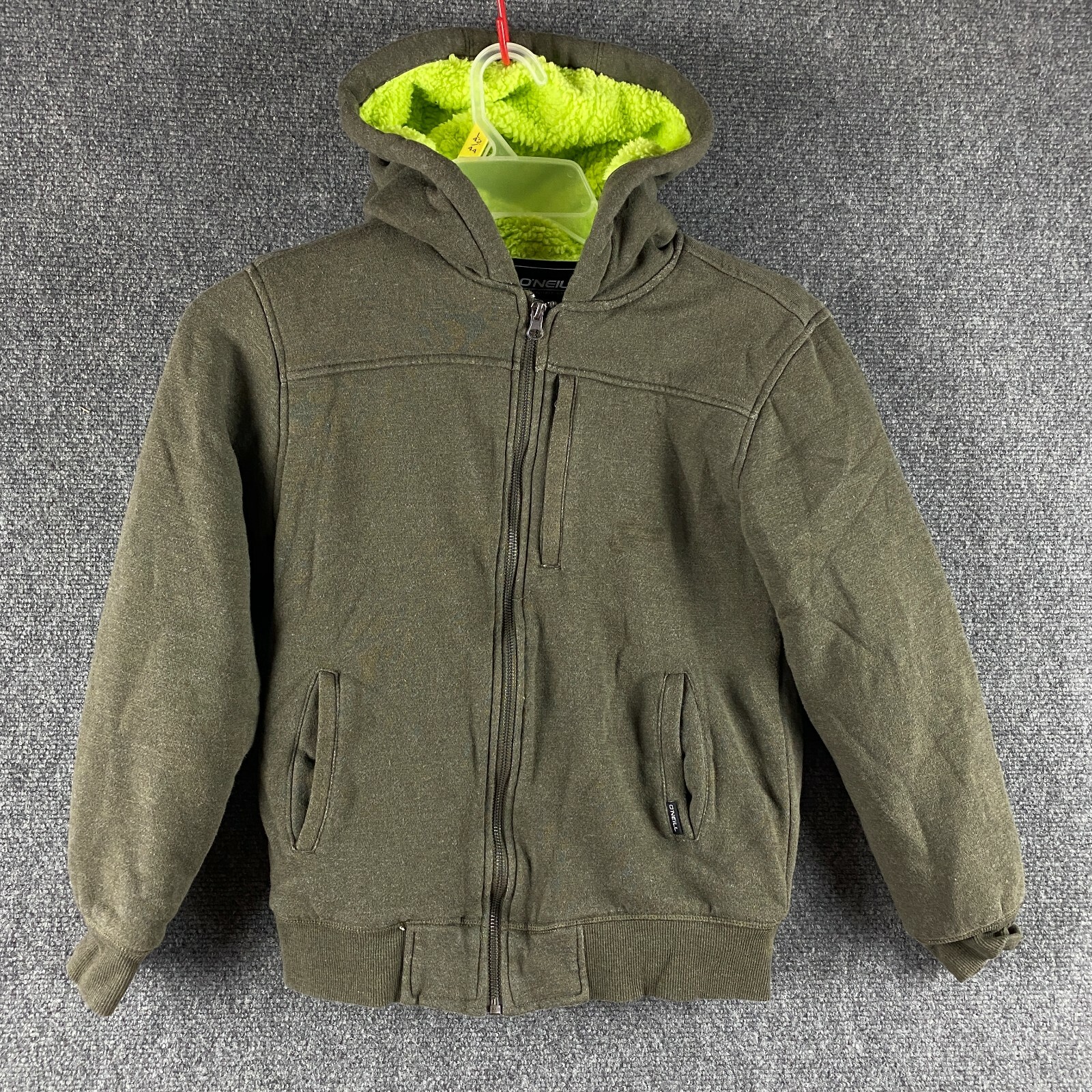 O'Neill Kids Boys Full Zip Jacket Hoodie Medium Swamp Green Fur Trim Cotton  M | eBay