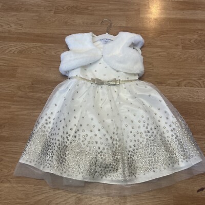 Jona Michelle Girl's 3T White/Gold Party Holiday Wedding Formal Dress with  Vest | eBay