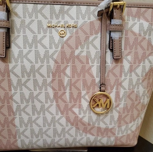 Michael Kors Jet Set Charm Medium Two Tone Logo Shoulder Bag - Picture 6 of 12