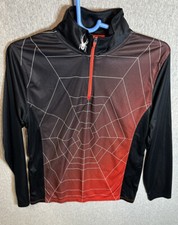 Spyder Sweatshirt Youth XL Polyester 1/4 Zip Pullover Black Red Spider Design.