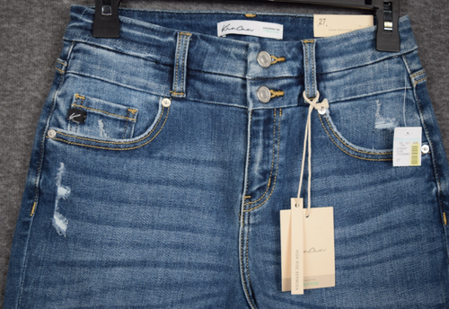 NEW Size 27 KanCan 8" Inseam Bermuda Jean Shorts 10.5" High Rise Frayed Long - Picture 3 of 8