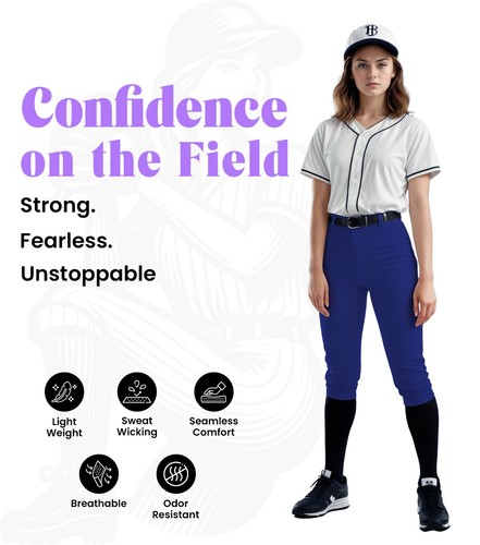 Exxact Sports Softball Pants for Women with Snap & Zipper, 4-Way Stretch Fabric - Picture 38 of 55