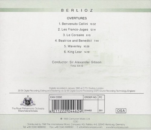 Berlioz: Overtures - CD, Royal Philharmonic Orchestra RPO, Sir Alexander Gibson - Picture 2 of 2