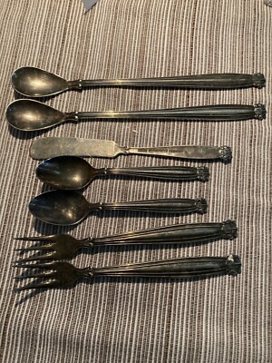Vintage NAKAZATO Japan Nickel Silver Lot Of (7) Demi Spoons