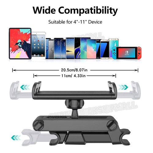 New Extendable Car Back Seat Headrest Long Mount Holder iPad Tablet Rotate AU - Picture 8 of 11