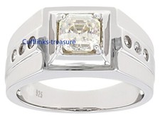 Natural White Topaz Gemstones with 925 sterling silver Ring For Men's 6699