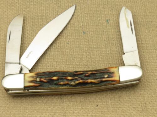 Vintage PARKER USA Large Stockman Knife - Stag Handles - Stainless Steel Blades - Picture 3 of 15