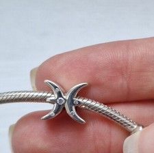 Sparkling Pisces Zodiac Star Sign Charm, 925 Sterling Sliver Charm for Bracelet