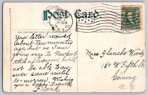 1907 Vintage Newport cliffs looking north seascape Newport RI Postcard - Picture 2 of 2
